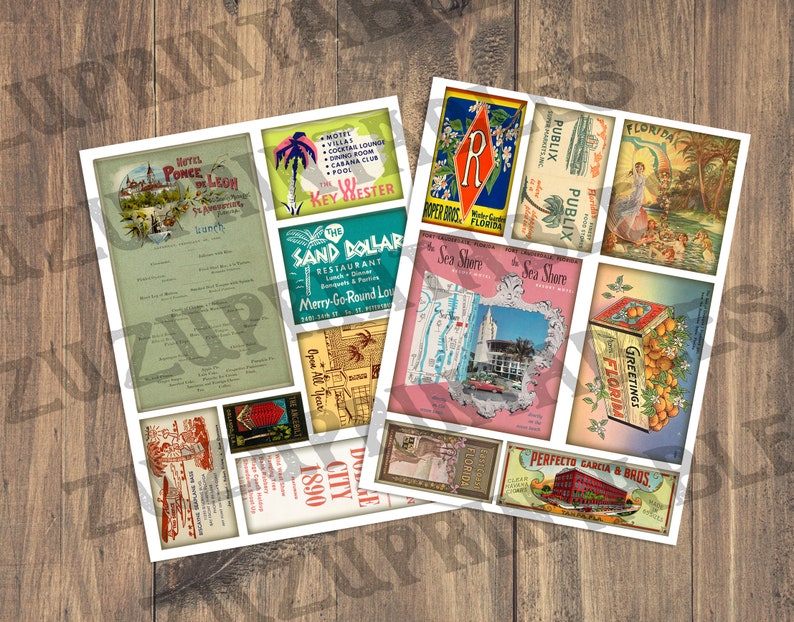 Images Instant Digital Download Retro FL Collage Sheets Shabby Junk Journal Kit Antique Scrapbook Vintage FLORIDA Ephemera 50