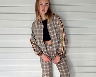 Women tartan tracksuit, Women's tracksuit from The Gentlemen movie, Gentlemen Tartan, Tartan Tracksuit, Plaid Tracksuit, S M L, Custom Size
