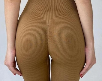 Seamless push up leggings, Butt lifter, Booty leggings, High waist sexy leggings, Ribbed leggings,  Stretch yoga leggings, Fitness leggings