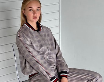 Women tartan tracksuit, Women's tracksuit from The Gentlemen movie, Gentlemen Tartan, Tartan Tracksuit, Plaid Tracksuit, S M L, Custom Size