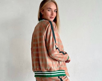 Women tartan tracksuit, Women's tracksuit from The Gentlemen movie, Gentlemen Tartan, Tartan Tracksuit, Plaid Tracksuit, S M L, Custom Size