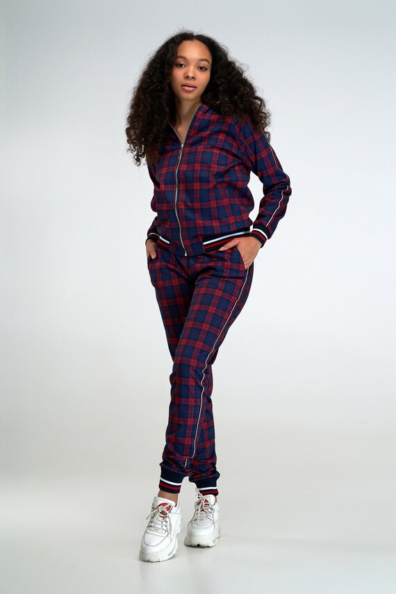 Plaid tracksuit women's Clearance