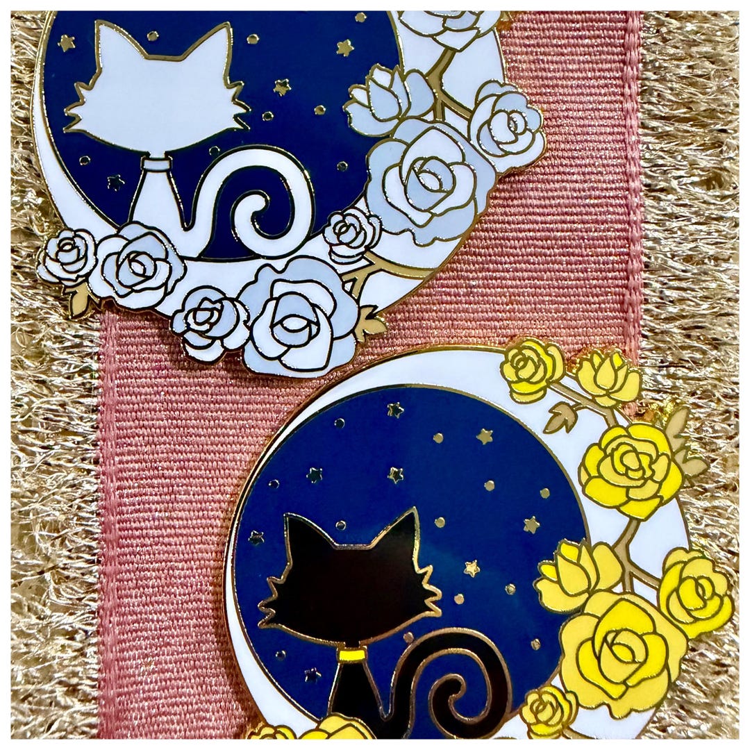Magic Cat Pin Magical Familiar Cat Enamel Pins – Floral Moon Set – Guardians of the ...