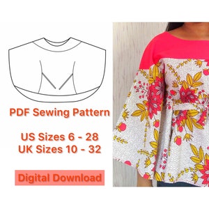PDF Padrão de Costura Blusa Circular / Top de Capa / Download Digital Instantâneo com Tutorial em Vídeo / Imprimir em Casa