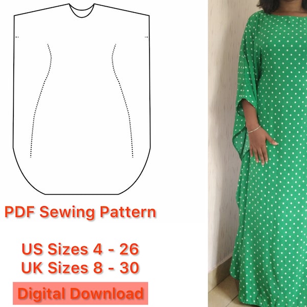 PDF Sewing Pattern Caftan with Invisible Belt / Summer Maxi Dress / Instant Digital Download / A4 / US Letter / Print at home