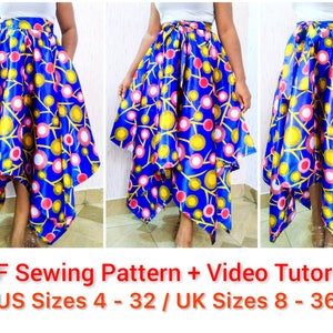 Handkerchief Hem / Square Skirt PDF Sewing Pattern With Video Tutorial ...