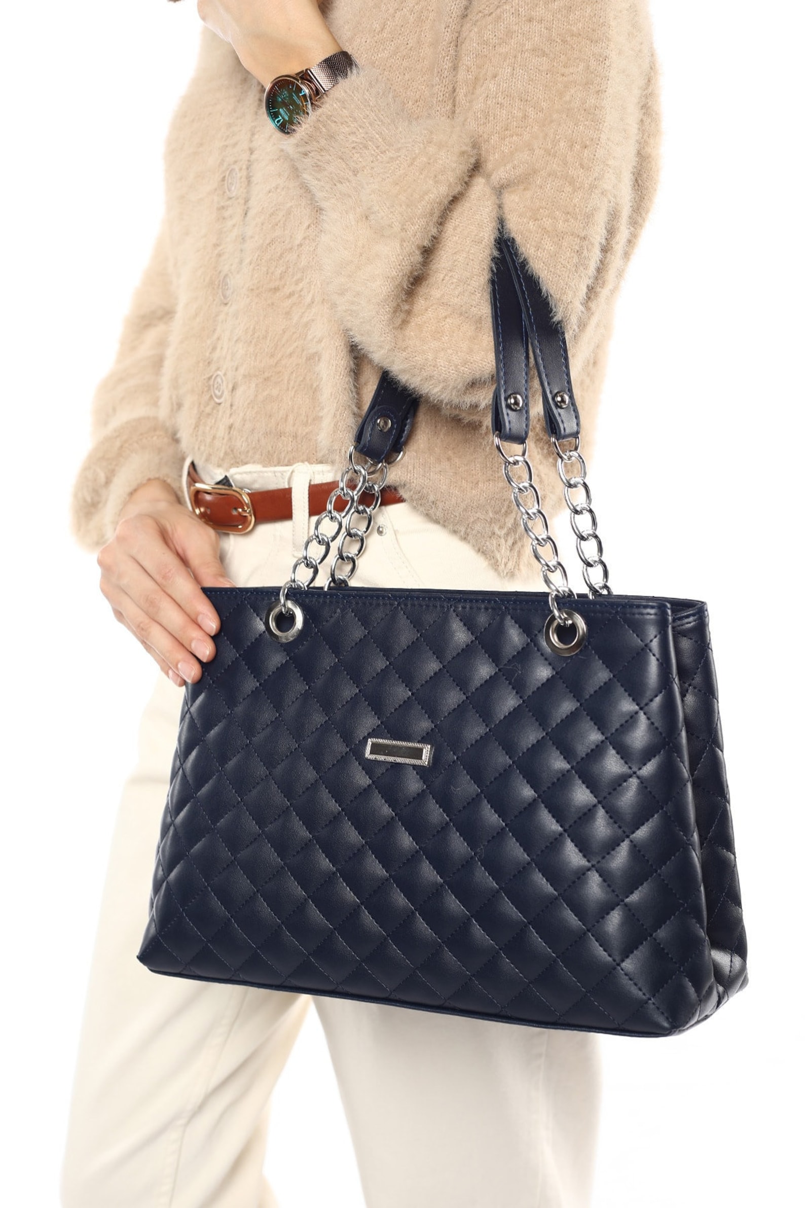 Leather handbag Leather bag Large Quilted Leather Etsy