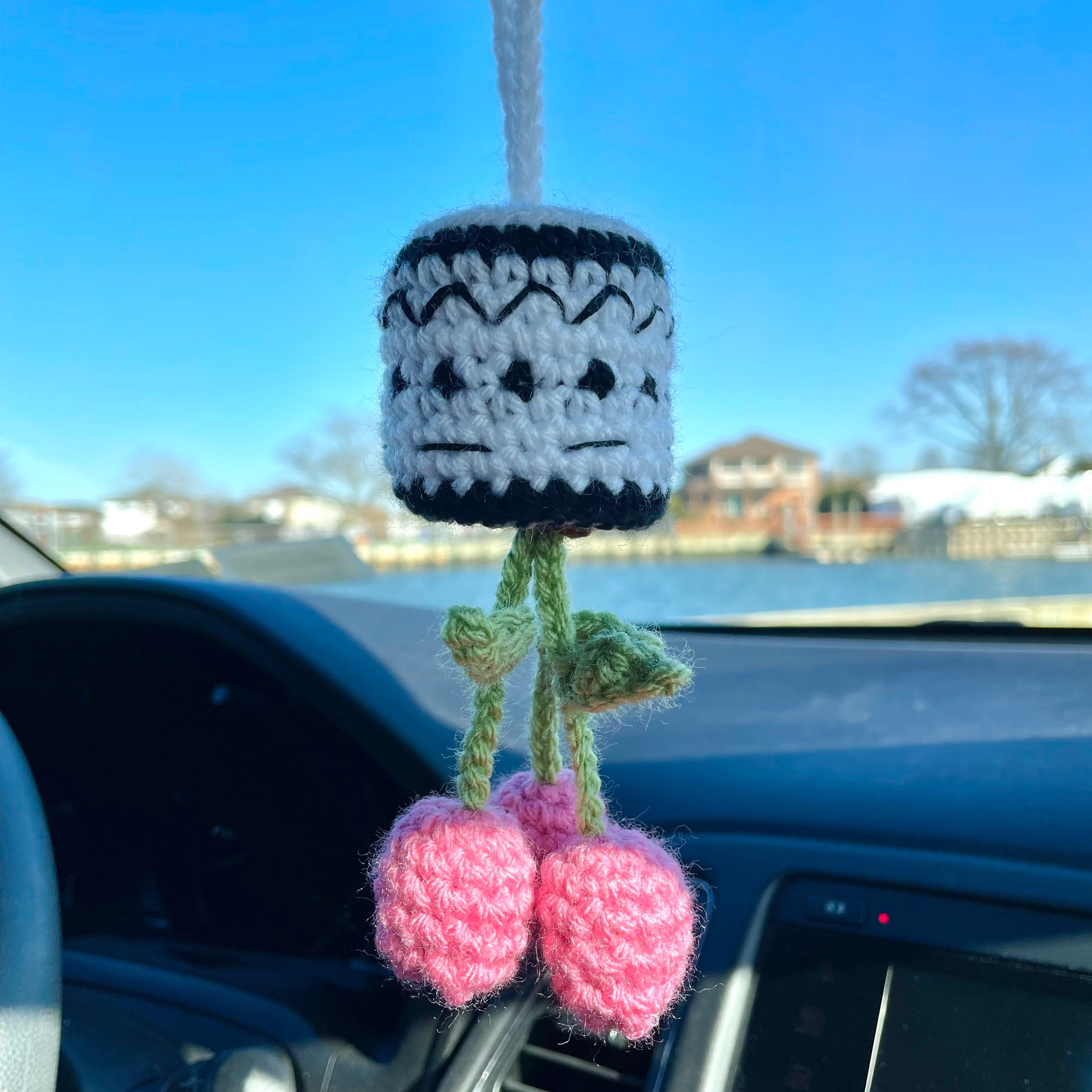 Crochet Upside Down Tulip Vase Car Accessory | Crochet Car
