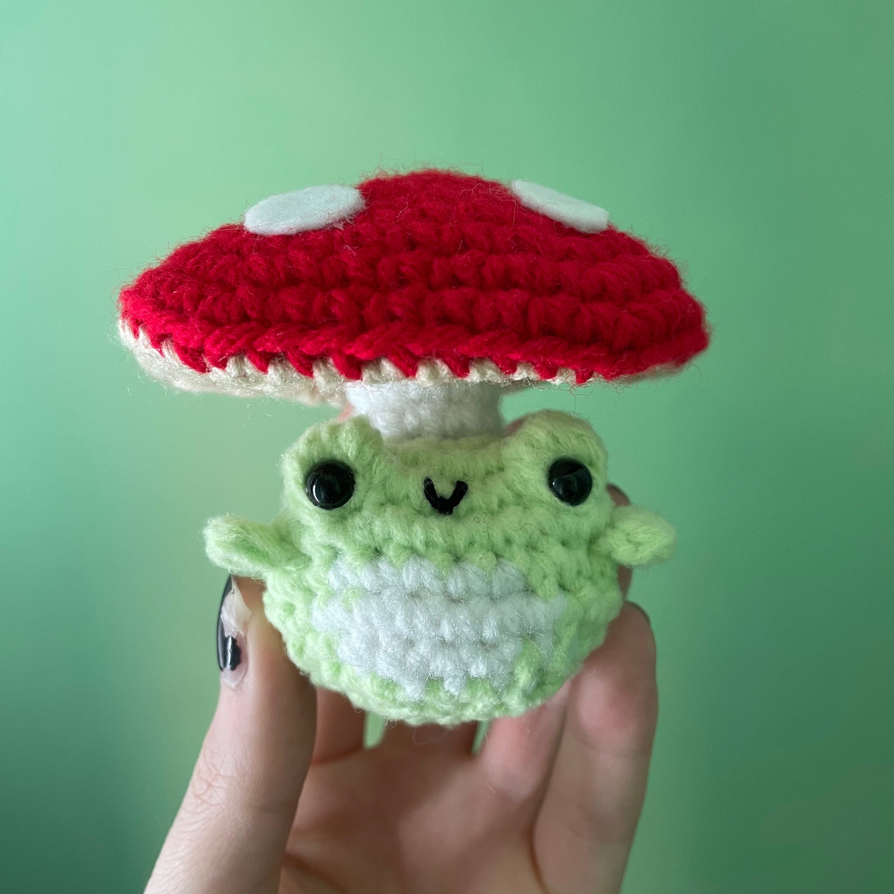  Cute Frog Plush Doll with Red Mushroom Hat Stuffed