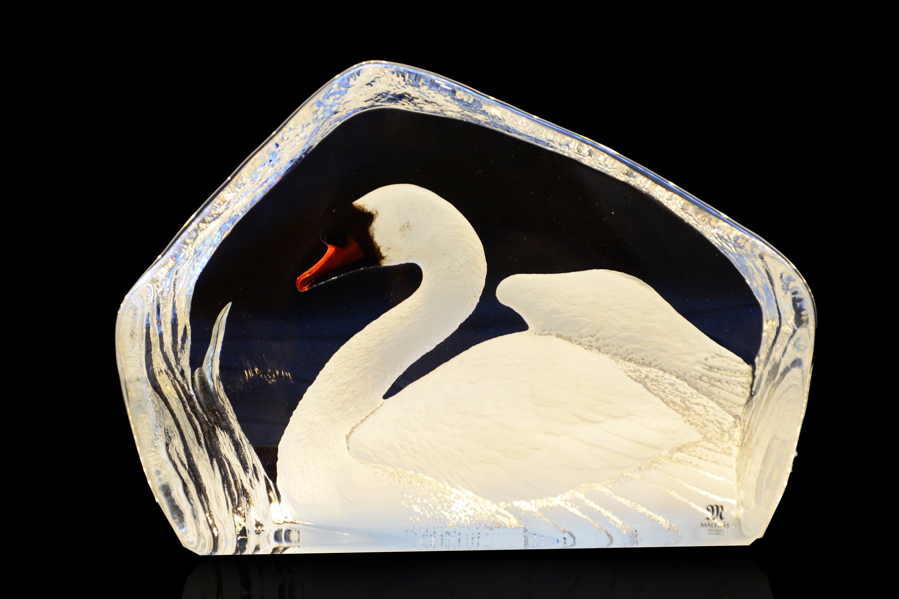 Swan Crystal Sculpture by Mats Jonasson, Maleras, Sweden Etsy