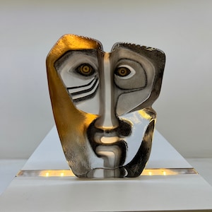 Domino gold glass sculpture by Mats Jonasson Sweden