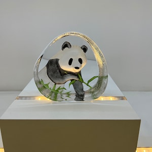 Crystal Panda art glass sculpture by Mats Jonasson Sweden