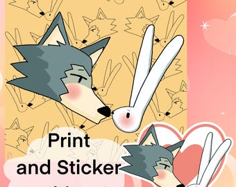 Conjunto de impresiones y pegatinas de Haru y Legoshi