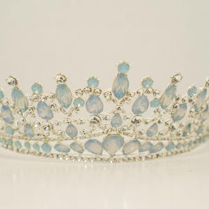 Quinceanera Crown  Bridal Tiara, Wedding Crown, Wedding Tiara, Quinceanera&#39;s Corona Gold with baby blue crystals
