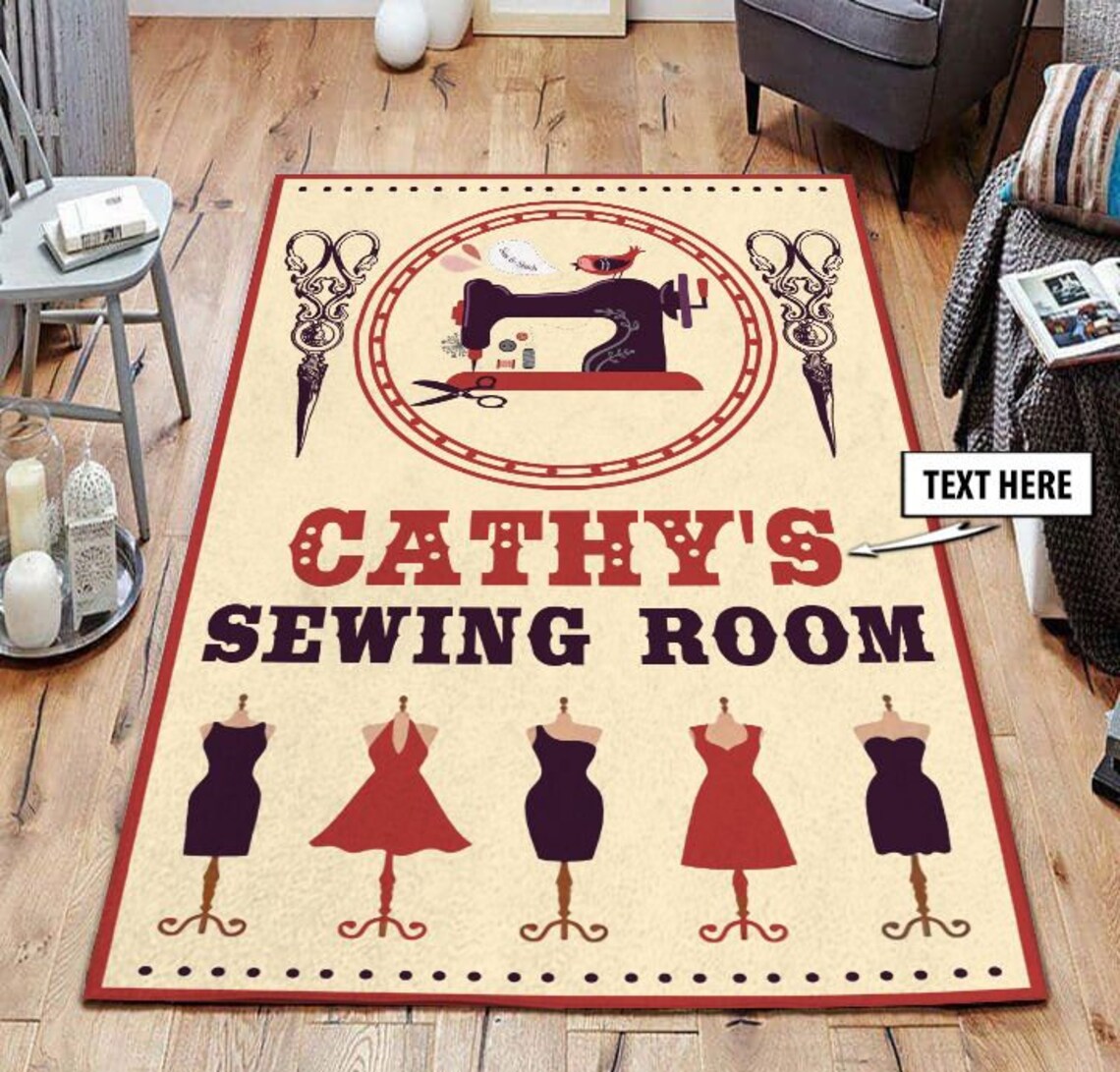 Personalized Sewing Room Area Rug Dress Up Personalized Rug Etsy