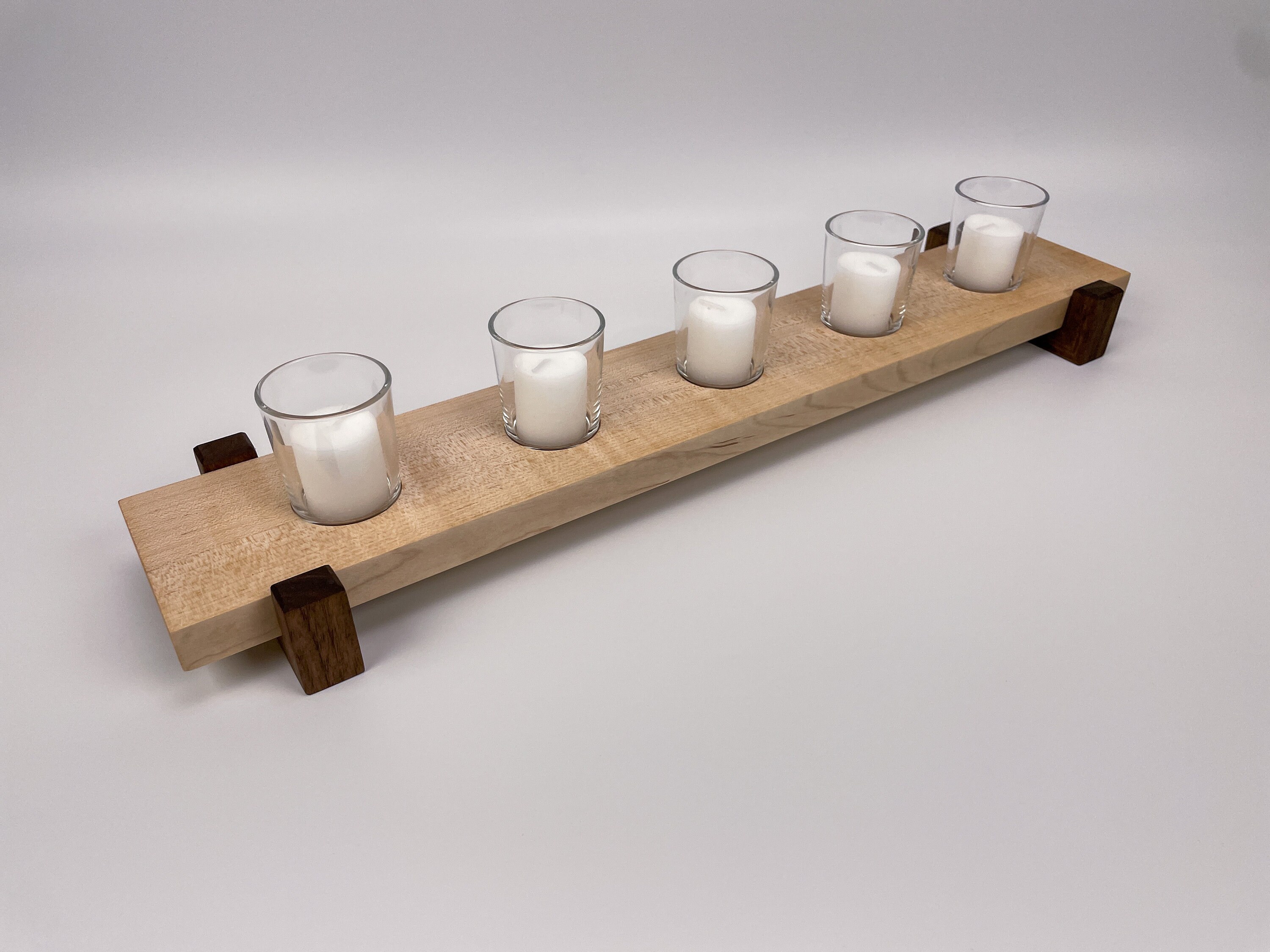 Wooden Votive Candle Holder, Candle Centerpiece for Dining Table