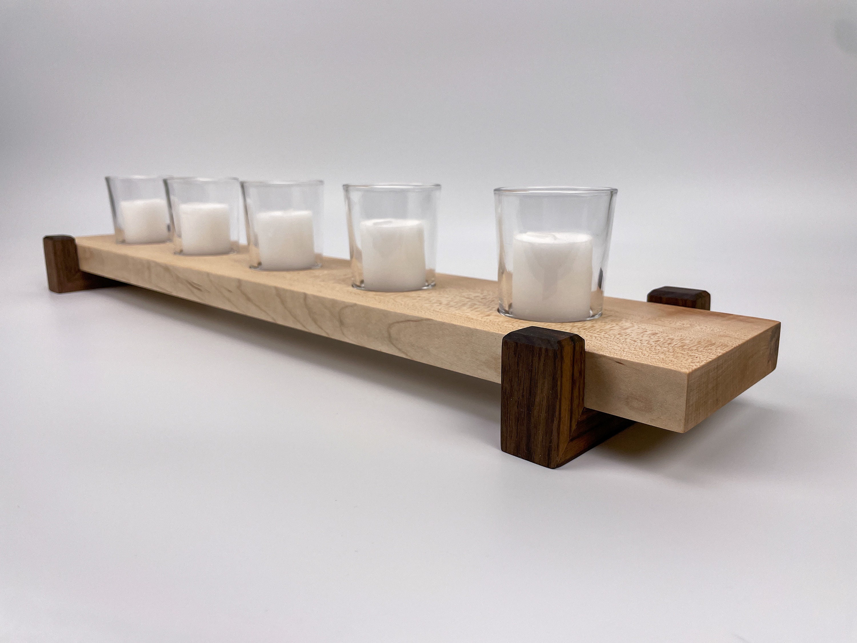 Wooden Votive Candle Holder, Candle Centerpiece for Dining Table