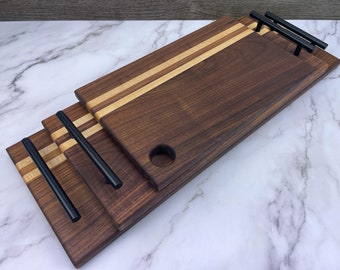 Personalized Charcuterie Board Wedding Gift, Modern Serving Tray, Walnut Cheese Board, Gift for New Homeowner, Real Estate Closing Gift