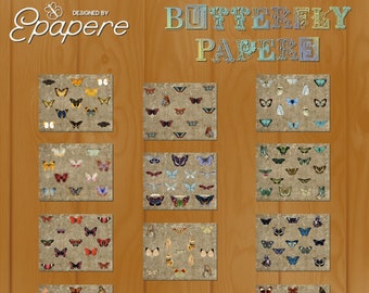 Printable Butterfly Fussy Cut and Junk Journal Paper Ephemera Kit