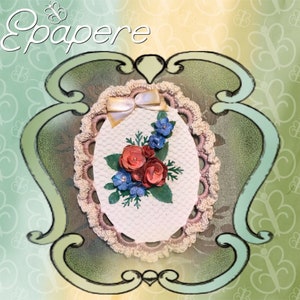 Oval with crochet edge and paper flowers