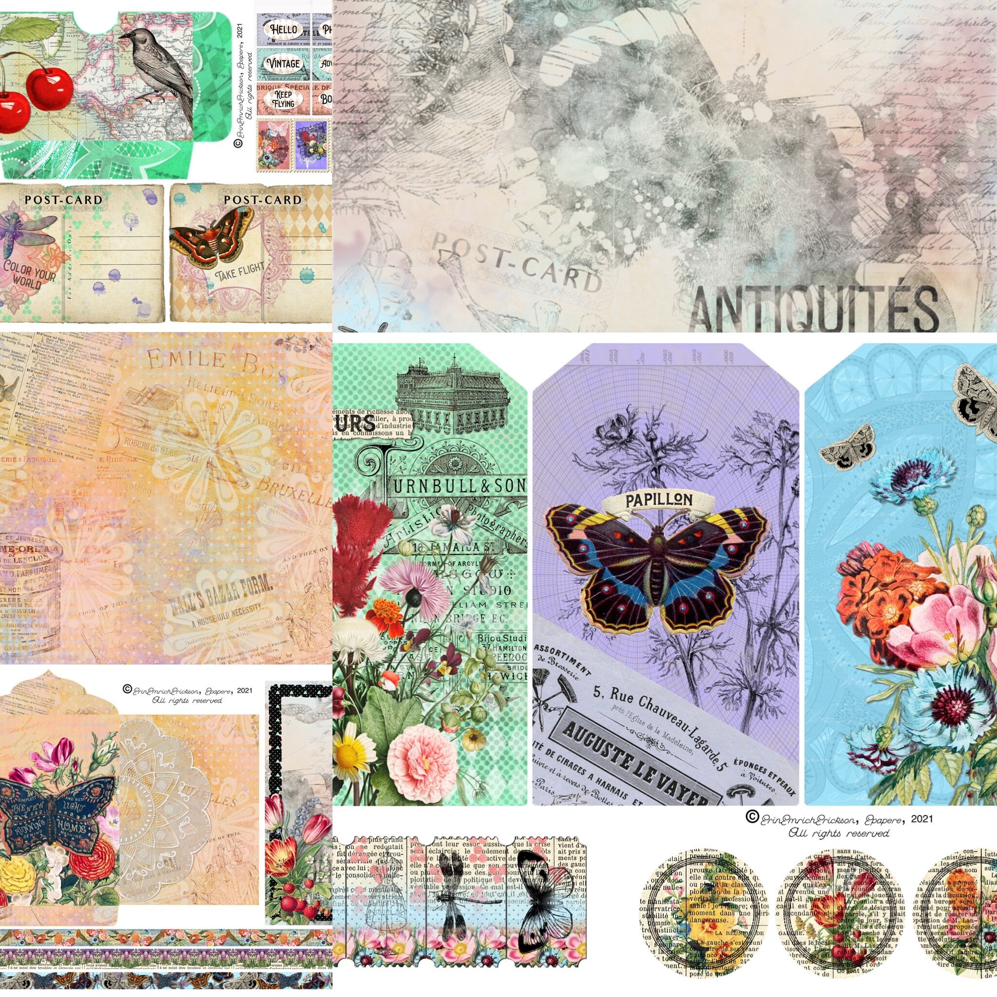 Junk Journal Kit Ephemera Pack Digital Paper | Vivid Vintage Collection ...