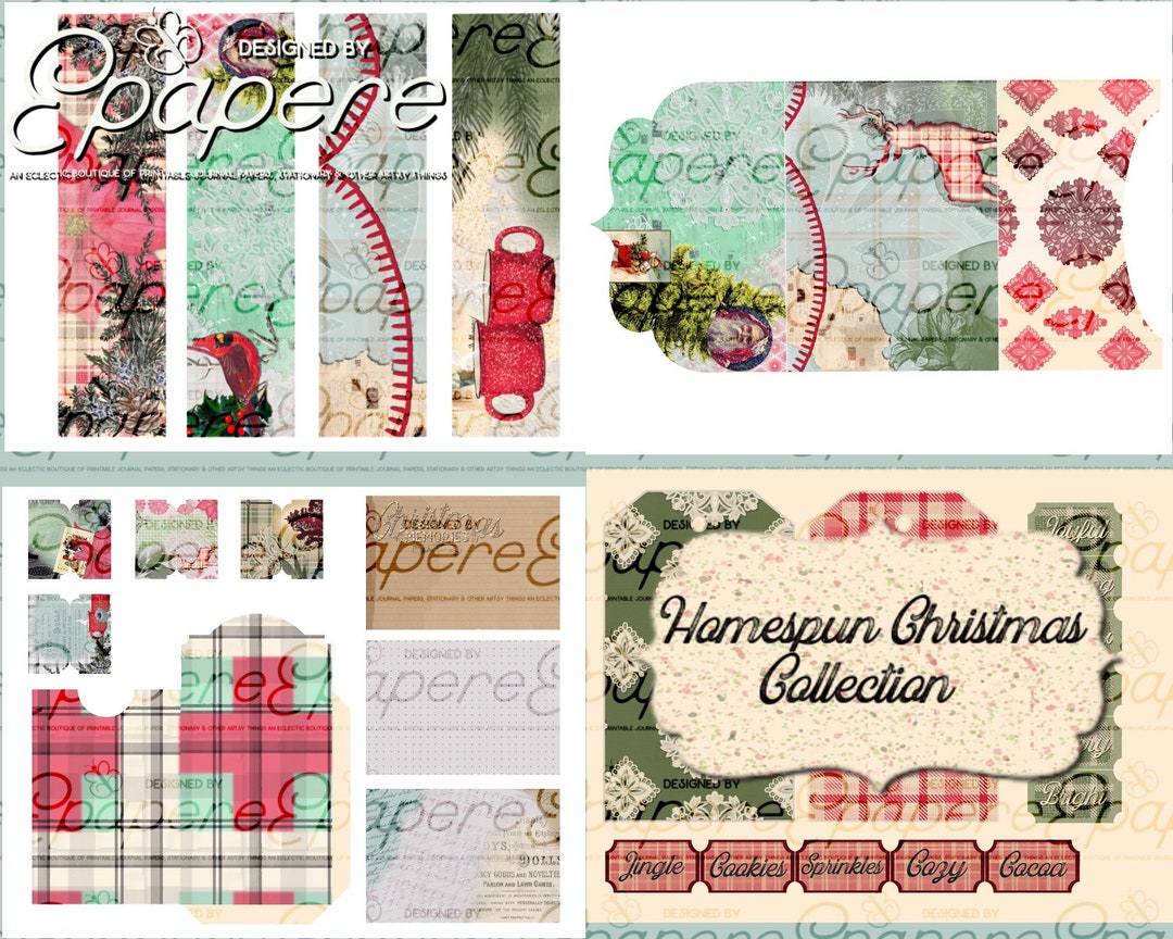 Christmas Ephemera Pack Junk Journal Kit Printable | Homespun Christmas ...