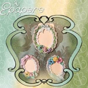 Hand crocheted oval frame with homemade ribbon flowers
