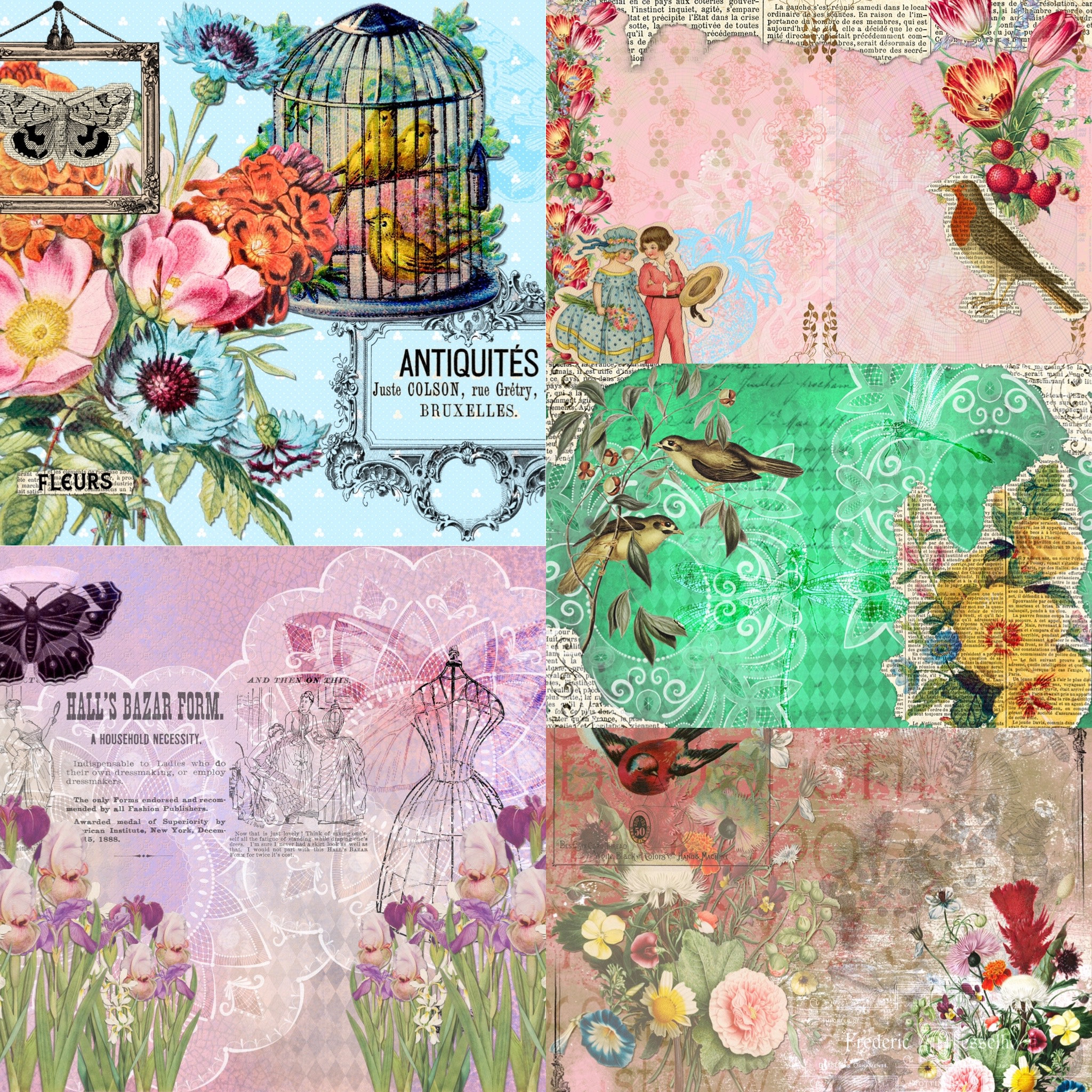 Junk Journal Kit Ephemera Pack Digital Paper | Vivid Vintage Collection ...