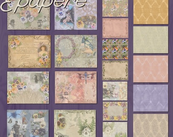 Pansy Passion Junk Journal kit Printable Paper