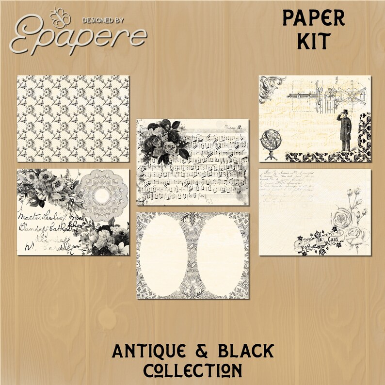 Neutral Junk Journal Digital Paper Kit Antique & Black | Etsy