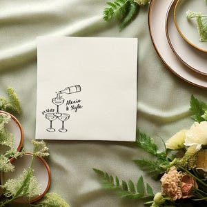 Pour Champagne Tower Sketch Cocktail Napkin | For Wedding, Engagement Party, Rehearsal Dinner, Bridal Shower