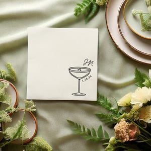 Espresso Martini Coupe Glass Cocktail Napkin | For Vintage Romantic Wedding, Engagement Party, Rehearsal Dinner, Bridal Shower, Night Before