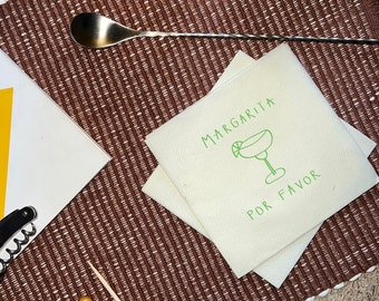 Margarita Por Favor Kiwi Lime Green Cocktail Napkin Set | Guest Towel | Funny | Entertaining | Hostess | Party | Appetizer | Bachelorette