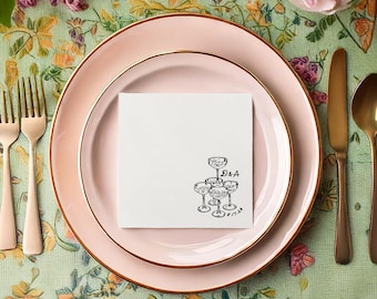 Champagne Tower Cocktail Napkins: Personalized Wedding, Engagement