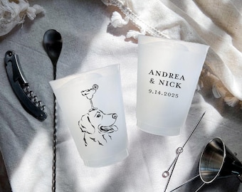 Custom Dog + Cocktail Frost Flex Cups: Personalized Wedding Party Favors