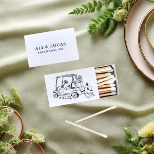 Getaway Golf Cart Matchboxes | For Country Club Wedding, Engagement Party, Rehearsal Dinner, Night Before, Bridal Shower