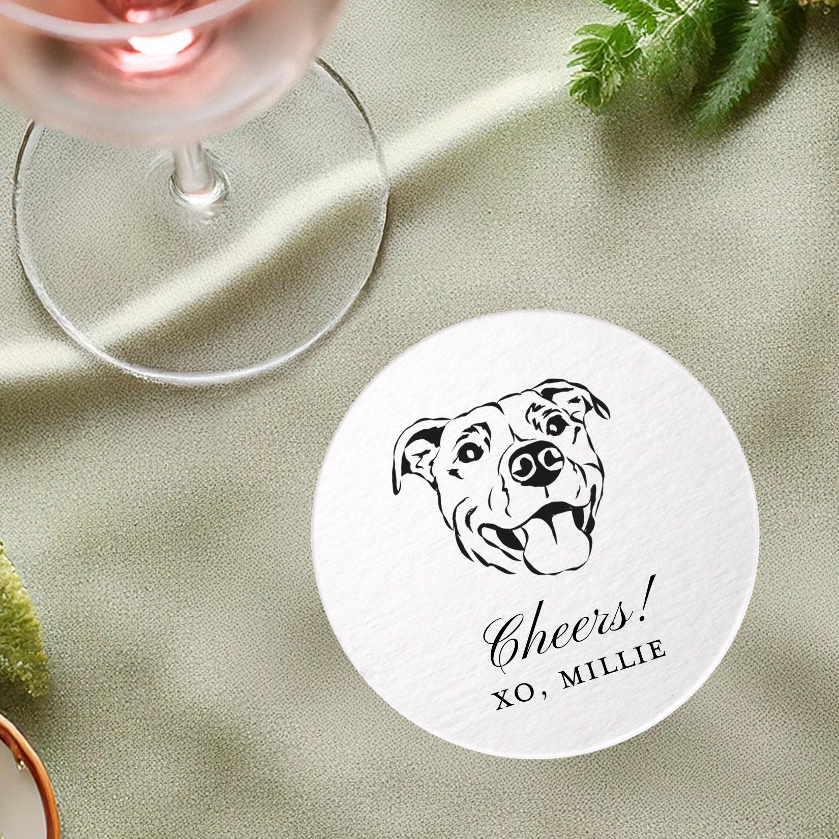 Custom Pet Illustration Paper Coasters: Foil Printed