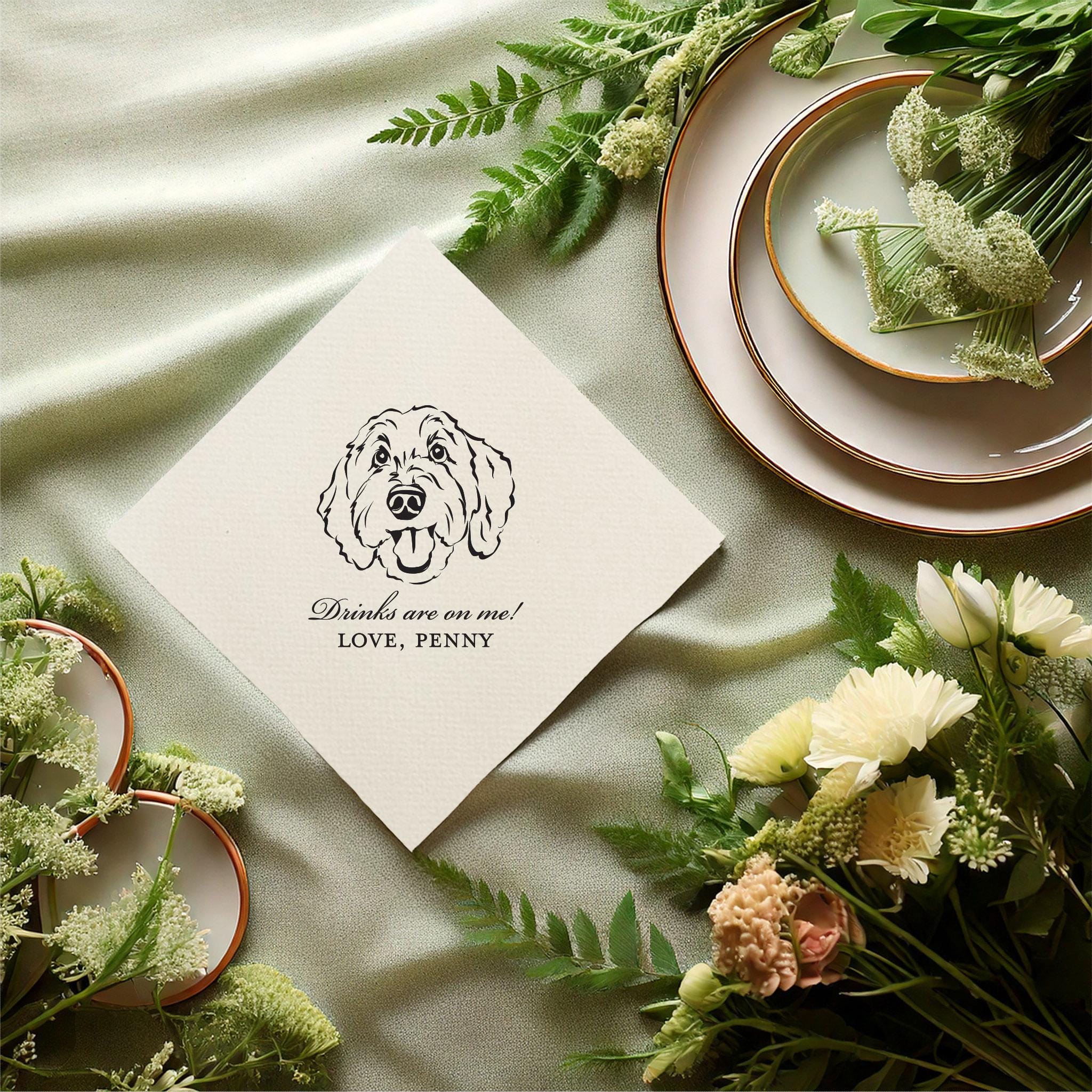 Custom Centered Pet Napkin | Wedding | Party | Bachelorette | Birthday | Personalized | Baby Shower | Bridal Shower | Dog | Cat