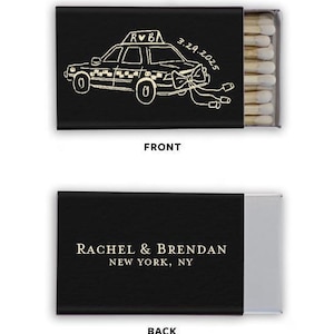 Custom NYC Taxi Matchboxes | Wedding | Bachelorette | Personalized | Bach Party | Bridal Shower | Rehearsal Dinner Night Before Matches image 5