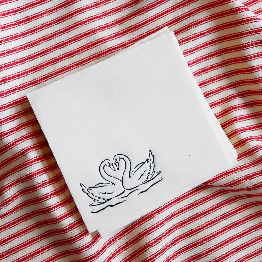 Swan Heart Cocktail Napkin Set of 30 Pieces | For Wedding, Engagement Party, Rehearsal Dinner, Bridal Shower