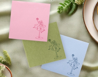 Couple on Coupe Glass Napkins: Wedding, Engagement, Shower