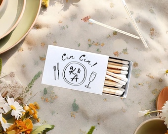 Cin Cin Italian Dinner Party Matchboxes | For Destination Wedding, Engagement Party, Restaurant Rehearsal, Bridal Shower, Night Before