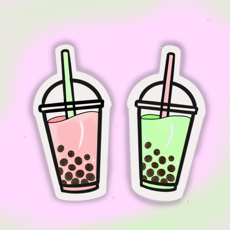 Boba Tea Sticker Pack · Cute Bright Drink Stickers · Waterproof Vinyl ...