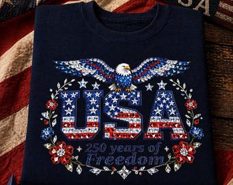 USA 250 Years Freedom Eagle Graphic Sweatshirt, Patriotic Women's Shirt