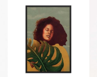 Arte de pared de mujer negra, retrato de mujer, impresión de arte femenino, cartel de arte de pared