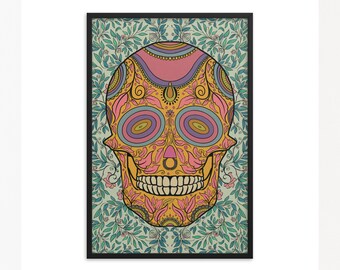 Skull Art Print, Colorful Art Print, Floral Skull Art, Skull Wall Art