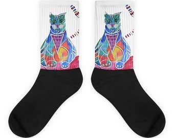 Artsy Cat Socks-Funny Socks-Unisex Socks-Socks for Men-Best Selling Socks-Fun Socks-Gifts For Her-Gifts For Him-Jennsartistboutique
