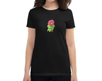 Women's short sleeve t-shirt-Poppy Art Printed Soft Tee