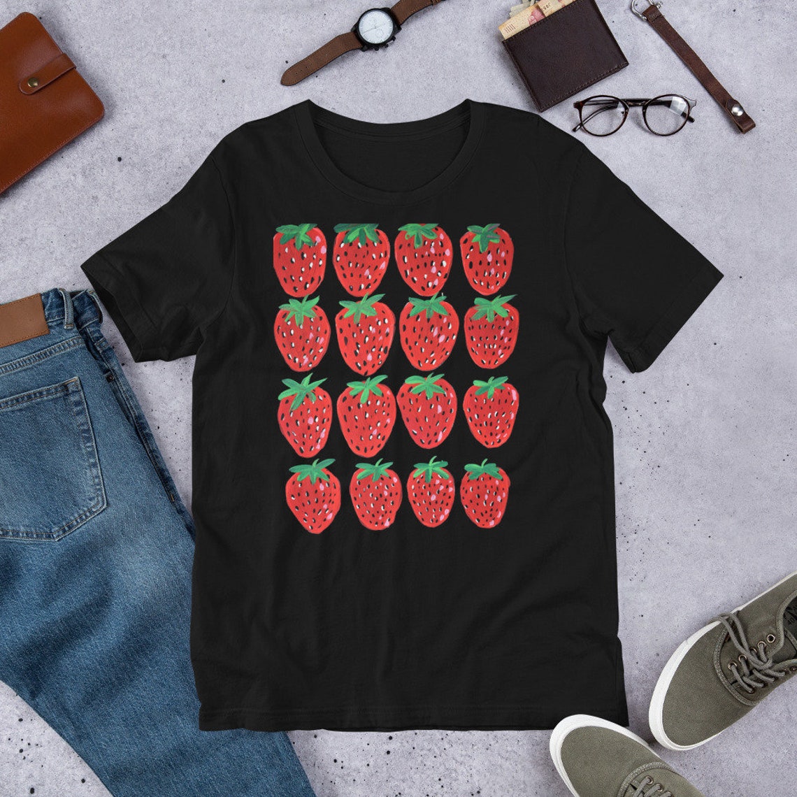 Women's Strawberry Short-sleeve Tee-cute Strawberry - Etsy