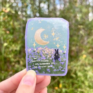 autocollant lapin noir | Sticker positif rêveur | Belle citation de lapin | Art doux | Autocollant en vinyle | Esthétique douce | Cadeau de motivation